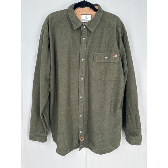 Legendary Whitetails Shirt Mens 2XT Green Flannel Buck Camp Button Long Sleeve - Picture 1 of 7